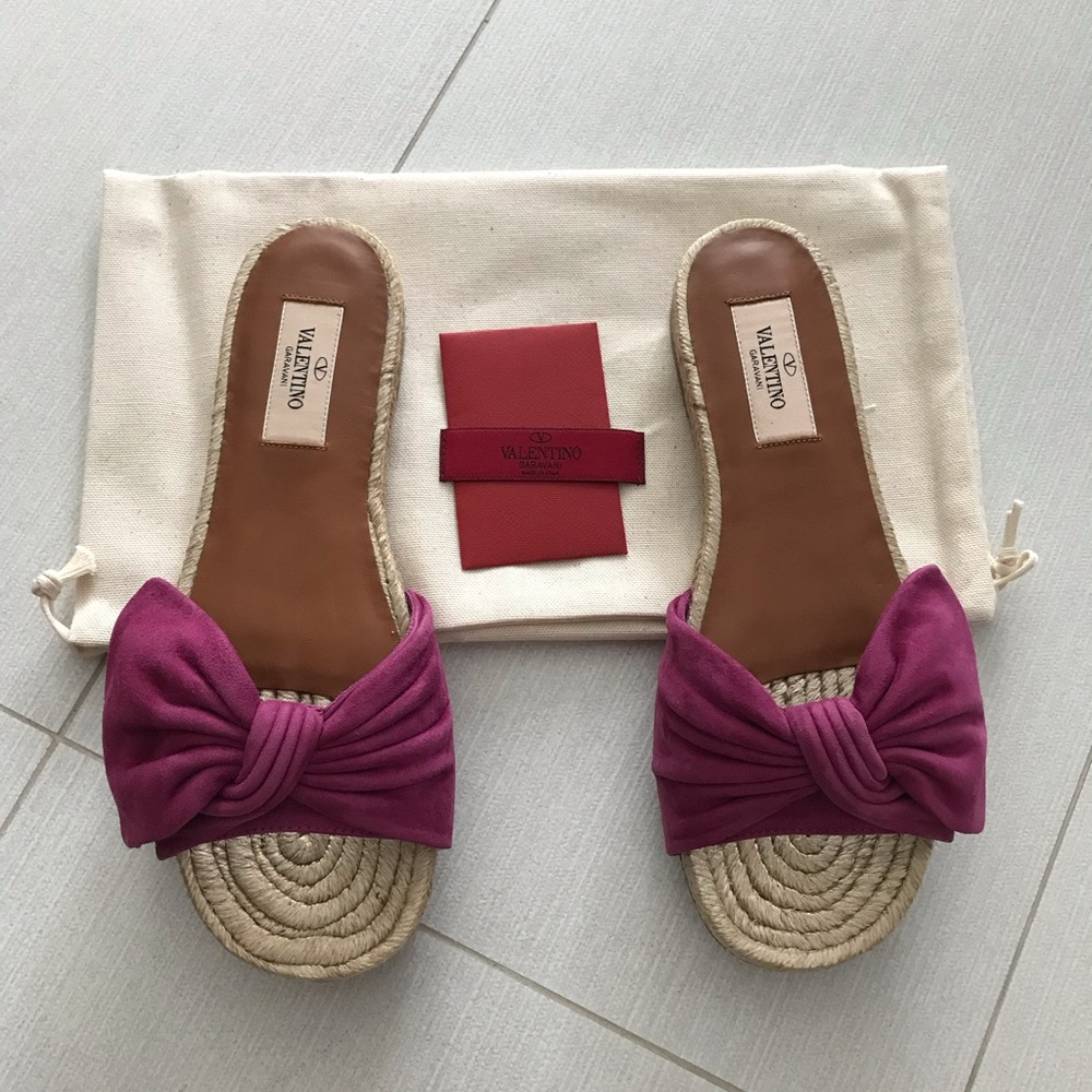 NIB Valentino Garavani Brand New Pink Bow Espadrille Sandal Women’s